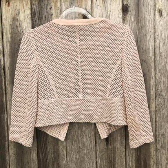 Basler Cropped Cardigan Pastel Pink Mesh Jacket Size 4 - Picture 6 of 8